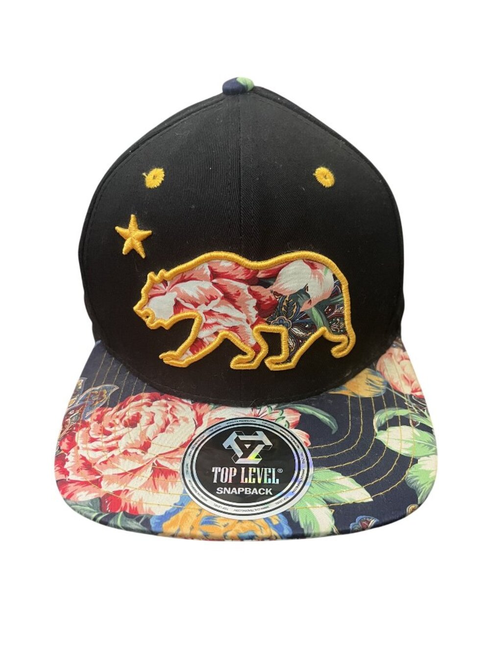 Top Level Snapback Hat Adjustable Floral California Bear